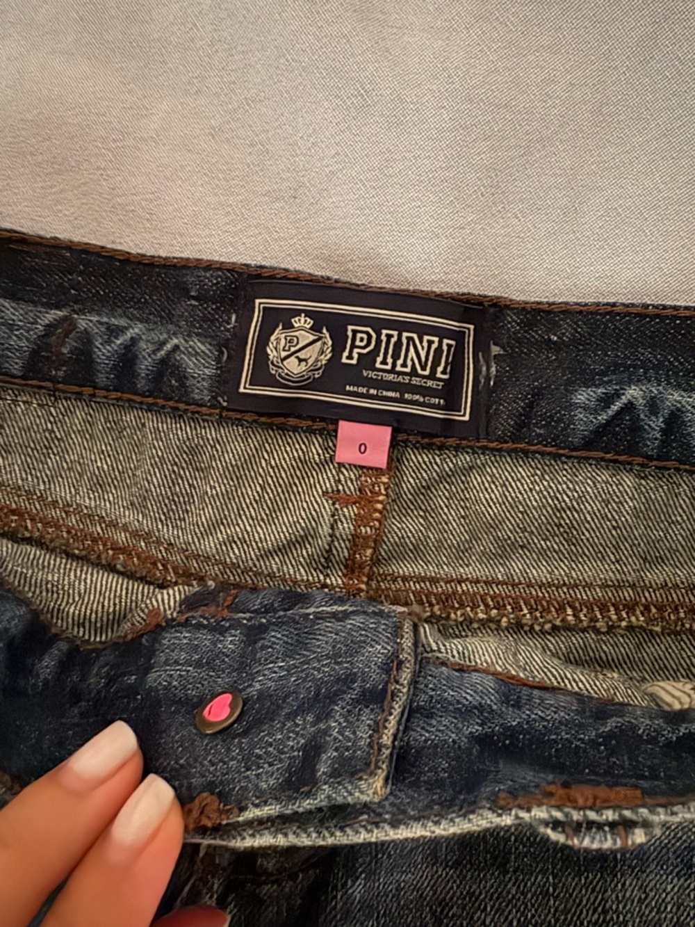 PINK Victoria's Secret Distressed Denim Mini Skirt - Picture 3 of 4